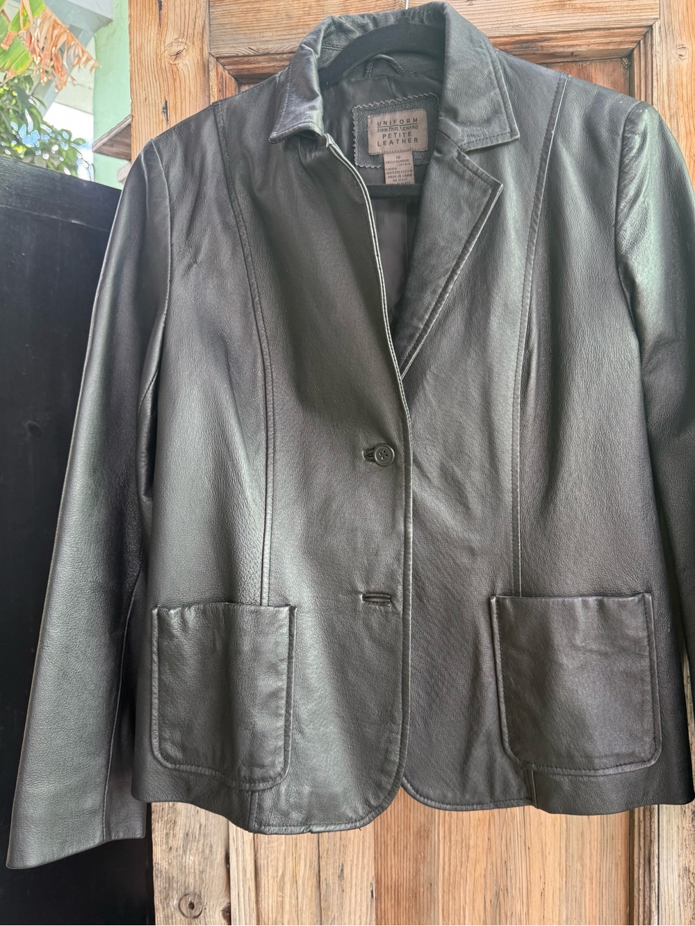 JohnPaulRichard Black Leather Blazer Jacket